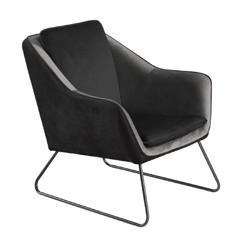 SILLON OCASIONAL KASSIO VELVET NEGRO/GRIS
