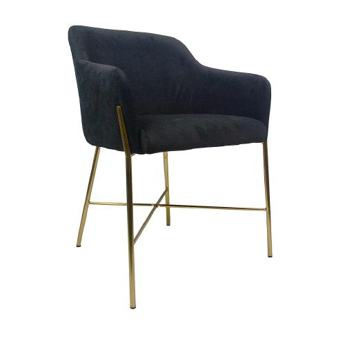 SILLA OCASIONAL FRANCIS VELVET NEGRO PATAS GOLD