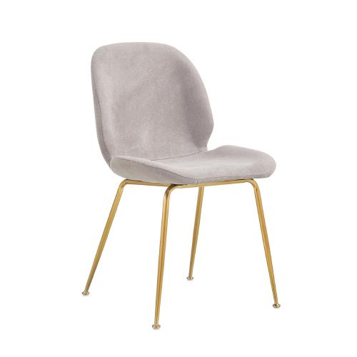 SILLA CHELSEA TELA GRIS PATAS BRUSH GOLD
