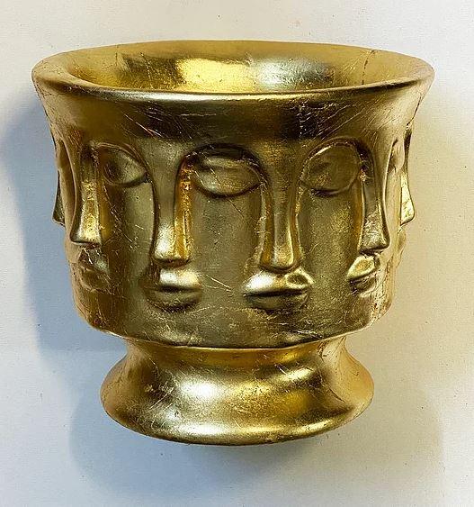 MACETA ROSTRO HOJA DE ORO