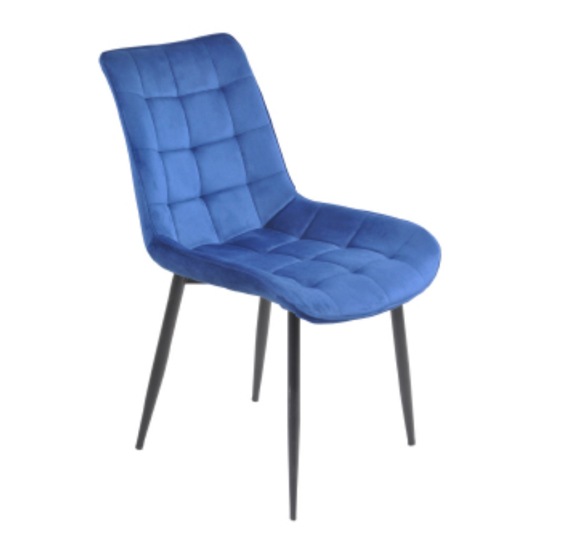 SILLA DAKOTTA VELVET AZUL PATAS METAL/NEGRO