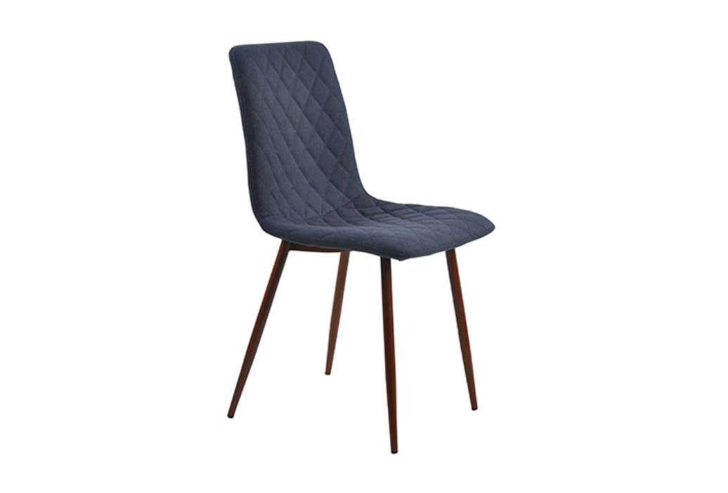 SILLA KENDRA TELA AZUL PATAS METAL MADERA