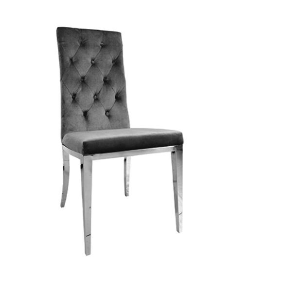 SILLA LUISA CAPITONADA TELA GRIS OSCURO
