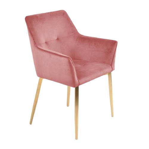 SILLON OCASIONAL ALICANTTE ALTO VELVET ROSA PATAS GOLD