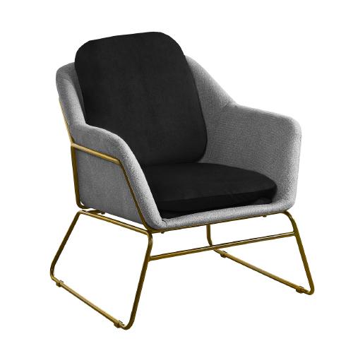 SILLON OCASIONAL RUSA NEGRO/GRIS PATAS GOLD