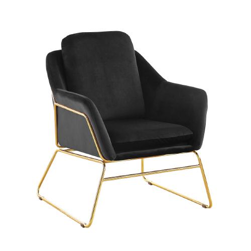 SILLON OCASIONAL RUSA VELVET NEGRO PATAS GOLD