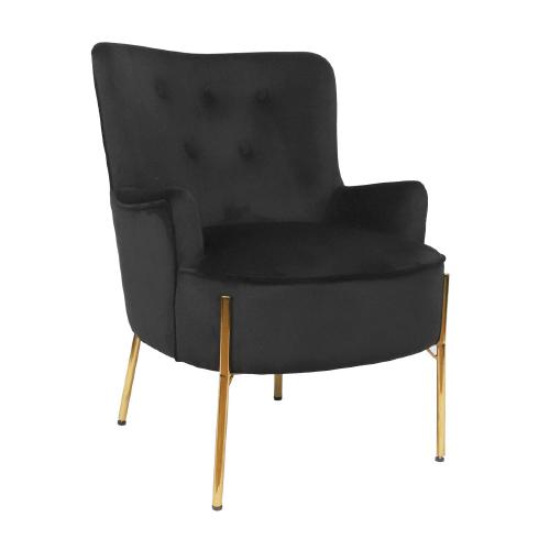 SILLON OCASIONAL MONET VELVET NEGRO GOLD