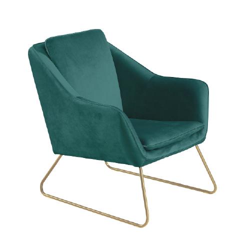 SILLON OCASIONAL KASSIO VELVET VERDE PATAS GOLD