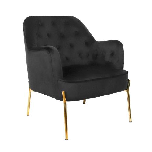 SILLON OCASIONAL VINCE VELVET NEGRO GOLD