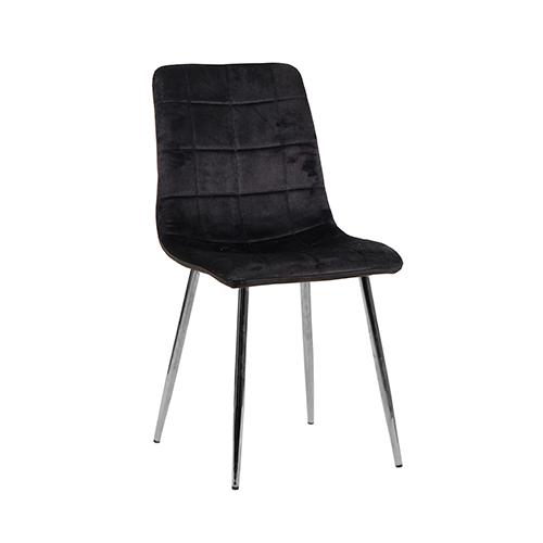 SILLA KARMIN VELVET NEGRO PATA CROMADAS