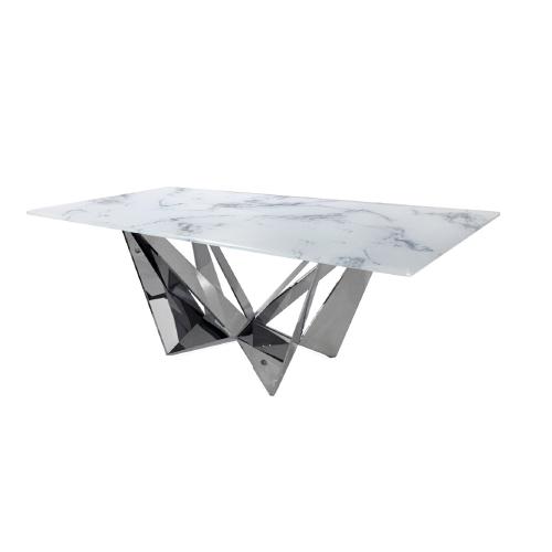 MESA DE COMEDOR UNICO CHICO MARMOL-CRISTAL